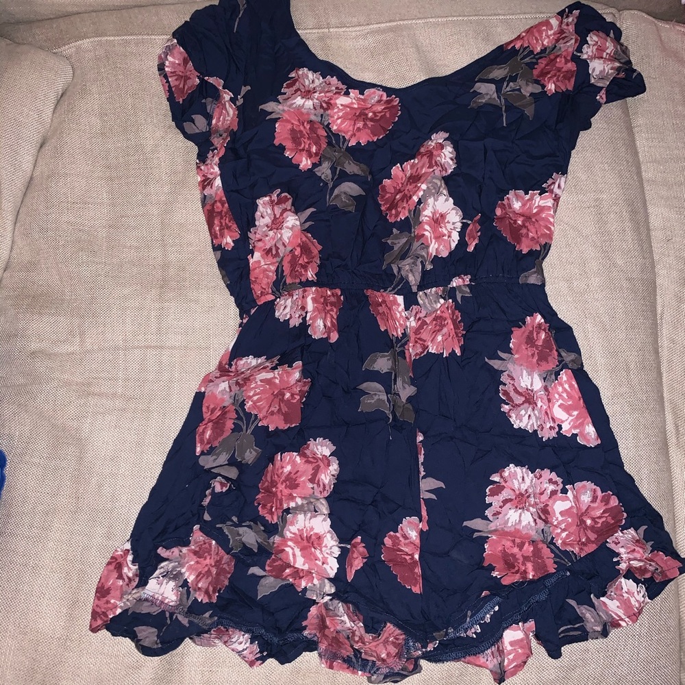 Floral Romper with Tie Back